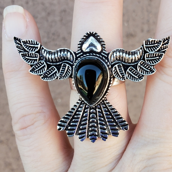 New Black Onyx 925 Silver Mystic Ring. - Picture 2 of 11